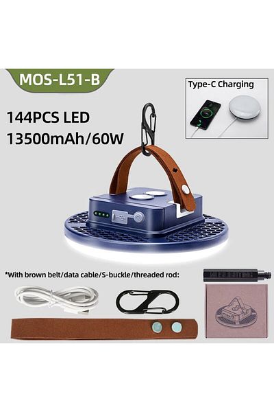 Choice مصابيح تخييم قابلة لإعادة الشحن من Blue-MOS-L51 MOSLIGHTING، مصابيح خيمة خارجية ذات شفط مغناطيسي، صيانة