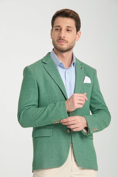 Frappoli Ανδρικό πράσινο ελαστικό ύφασμα Pasure Slim Fit Slim Fit Blazer Jacket