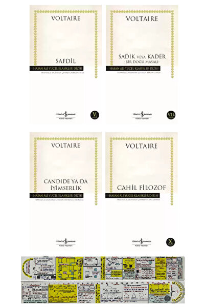 TÜRKİYE İŞ BANKASI KÜLTÜR YAYINLARI Voltaire 4 Kitap - Safdil - Sadık veya Kader - Candide - Cahil Filozof + Mat. Öğreten Cetvel