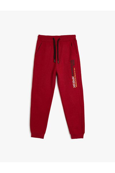 Koton Jogger Sweatpants Slogan Printed Pocket Tie Waist