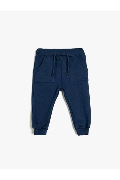 Koton Cotton Blended Basic Jogger Sweatpants - Lace-Up Waist and Pocket Detail
