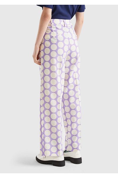 United Colors of Benetton Women's Lilac Polyviscose Polka Dot Wide Leg Pants