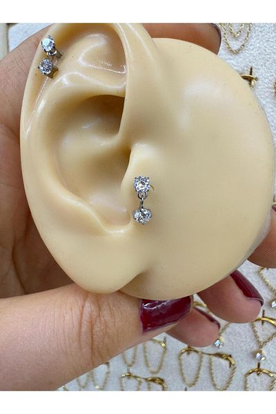 Arescollection 1 Piece G23 Titanium (Titanium) Helix Tragus Conch Compatible Piercing