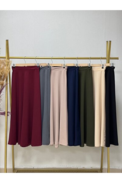 Ebrar Store Sıla Skuba Flared Skirt Mt1340 Mink Model