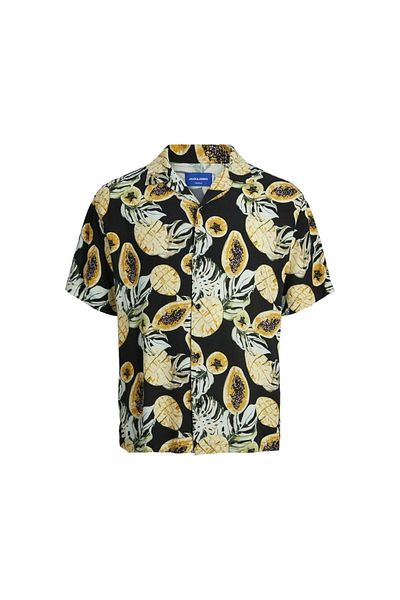 Jack & Jones Мъжка черна риза с класическа яка Jack&Jones Luke Tampa Aop