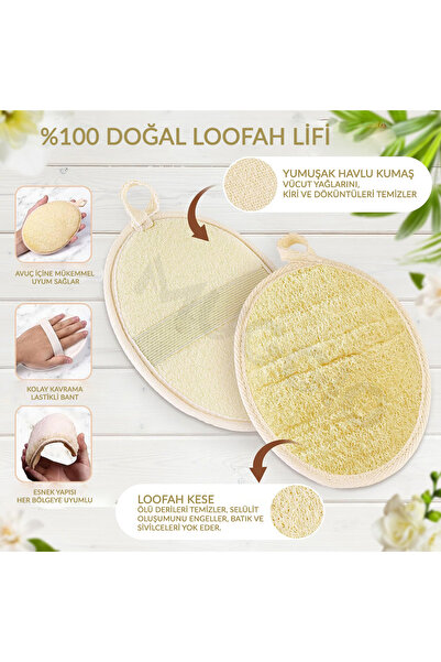 Muggio Kabak Banyo Kesesi Çift Taraflı %100 Doğal Loofah Lifli