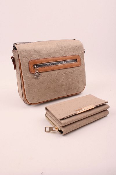 GALB LEATHER Medium Size Vegan Economic a Quality Women's Shoulder Bag - Mink Color Wallet