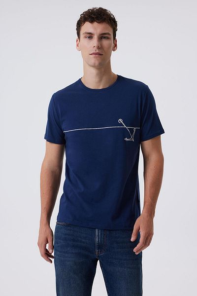Lee Cooper Мъжка тениска с О-образно деколте Earl, тъмносиня