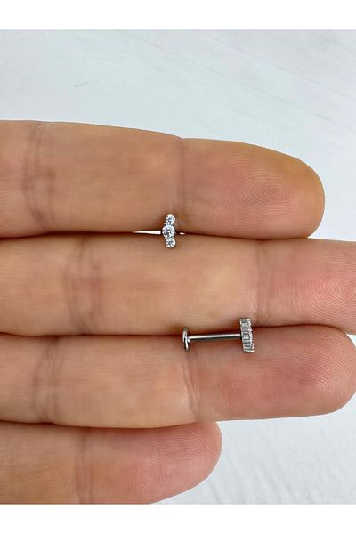 Arescollection 1 Piece G23 Titanium (Titanium) Helix Tragus Conch Compatible Piercing