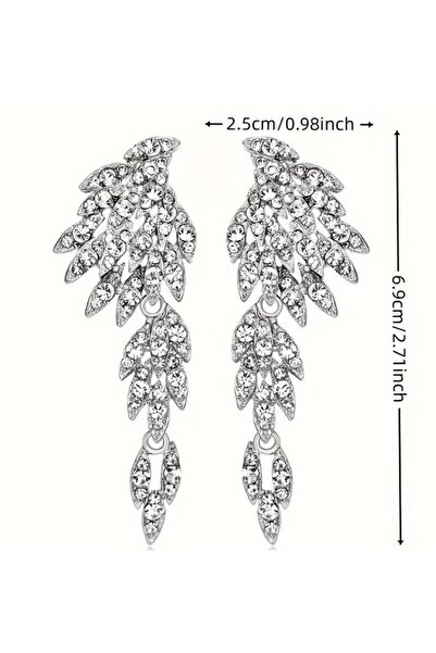 Dgt Luxury Platinum Plated Rhinestone, Angel Wing Earrings