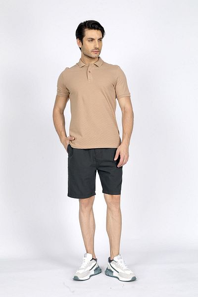 Lee Cooper Arch Men's 100% Cotton Polo Neck T-Shirt Beige