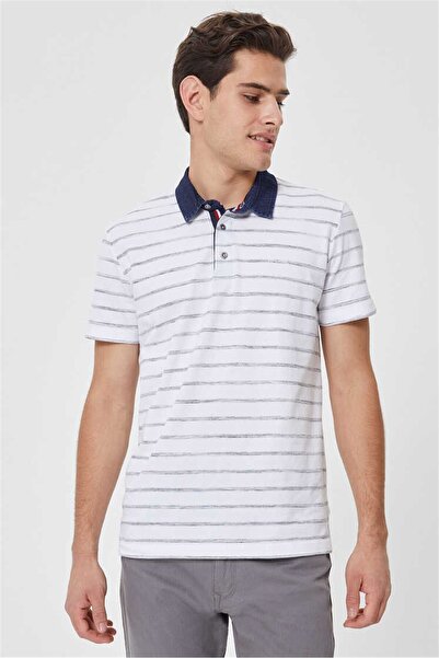 Lee Cooper Ανδρικό μπλουζάκι Matty από 100% βαμβακερό τζιν με γιακά και λευκέ...