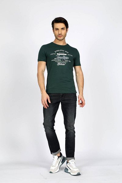 Lee Cooper Divided Men's 100% Cotton O Neck T-Shirt Green