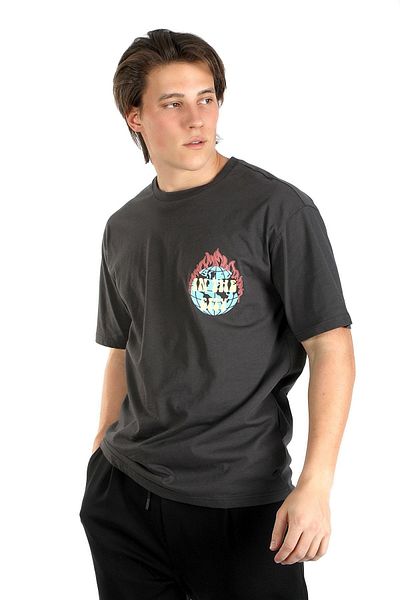 Lee Cooper New Leroy Men's O-Neck T-Shirt Anthracite