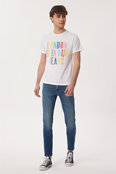 Lee Cooper Ανδρικό μπλουζάκι Fergus 100% βαμβακερό με λαιμόκοψη σε λευκό χρώμα