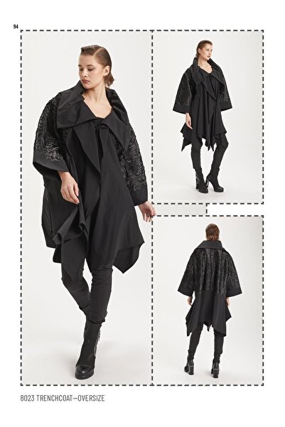 aşkın göksu Siyah Asimetrik Etekli Şal Yaka Kadın Trençkot