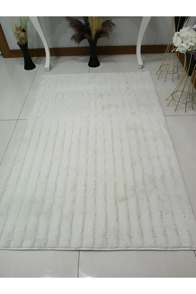 Merinos Dinarsu fur kürk krem pati dostu yumuşak dokulu yolluk halı