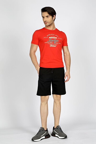 Lee Cooper Divided Men's 100% Cotton O Neck T-Shirt Red