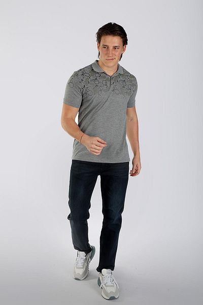 Lee Cooper Sace Men's 100% Cotton Pique Polo Neck T-Shirt K.Gray Melange