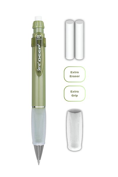 Serve Deep Versatil Pencil 07mm- Earth Tones - Set with Refills (Grip and Eraser)