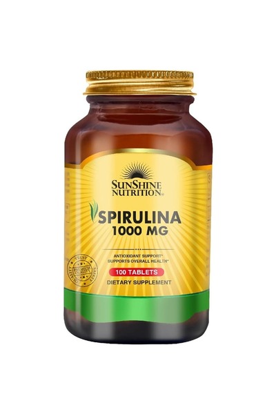 Sunshine Nutrition التغذية سبيرولينا 1000 ملغ لدعم الصحة العامة - 100 قرص