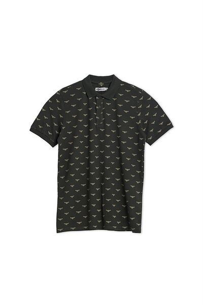 Lee Cooper تي شيرت بوبى رجالي برقبة بولو قطن 100% كاكي