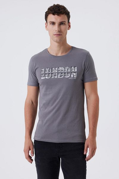 Lee Cooper Pers Men's 100% Cotton O Neck T-Shirt Gray