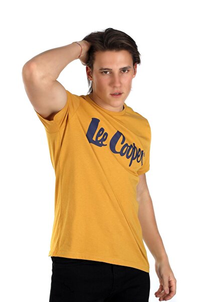 Lee Cooper Londonlogo Erkek %100 Pamuk O Yaka T-Shirt Safran