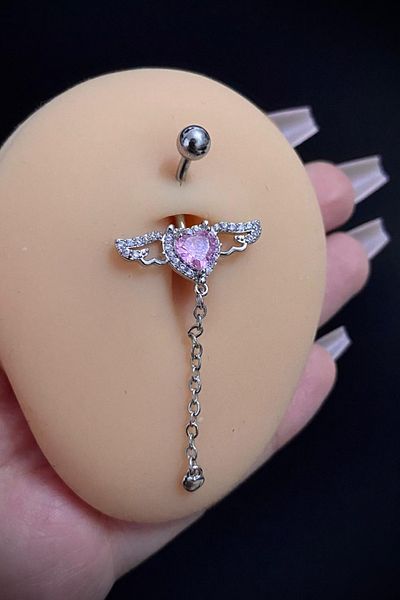 Blisse Piercing Women's Surgical Steel Angel Wing Figured Dangle Belly Navel Piercing