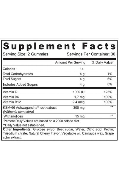 Sunshine Nutrition Nutrition Good Gummies Ashwagandha - Cherry Flavor - 60 Pcs