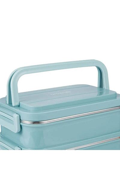 Tantitoni 1.65L StainLess SteeL Dining CrocodiLe Coarse - 2 Layers, 3 Compartments, Fork and Spoon