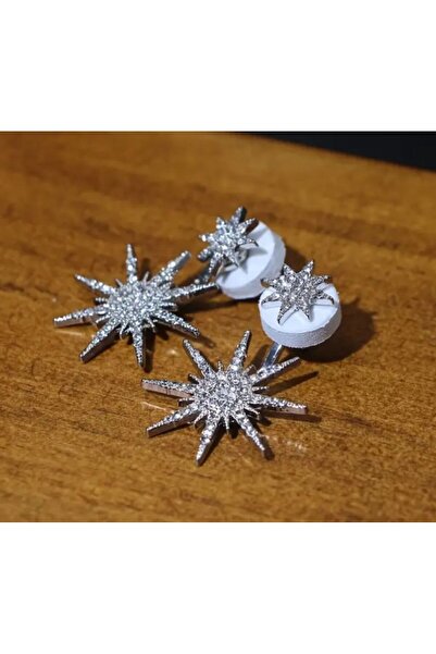 Dgt Luxury Gümüş Kaplama, Yapay Elmas Yuvarlak kar Tanesi Küpe