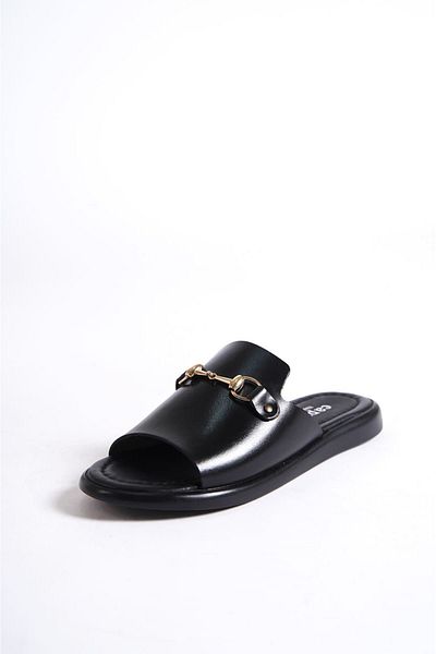 stoneclass Women's Genuine Leather Special Design Orthopedic Flat Sole Summer Slippers