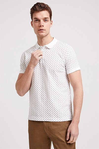 Lee Cooper Ανδρικό μπλουζάκι Nature 100% βαμβάκι με τύπωμα με λαιμόκοψη πόλο λευκό