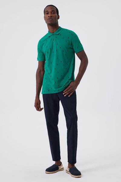 Lee Cooper Palm Erkek %100 Pamuk Pike Polo Yaka T-Shirt Yeşil