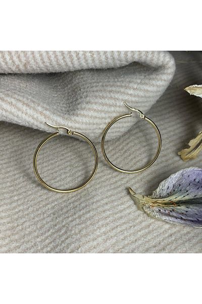 SWEATEE 316L Colorfast Gold Steel Hoop Earrings