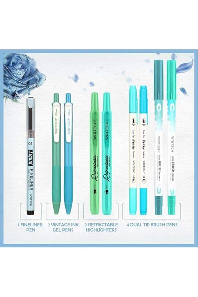 Writech Noon Pencils Set (Blue-Green) - 9 Pcs W-Wj-Bg1