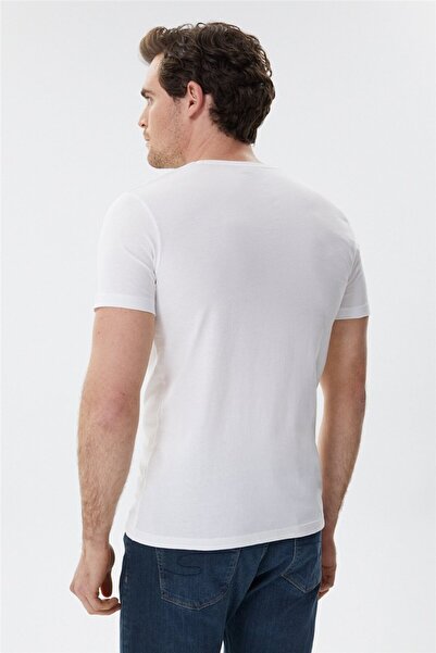 Lee Cooper Ανδρικό μπλουζάκι με λαιμόκοψη 100% βαμβάκι Off White