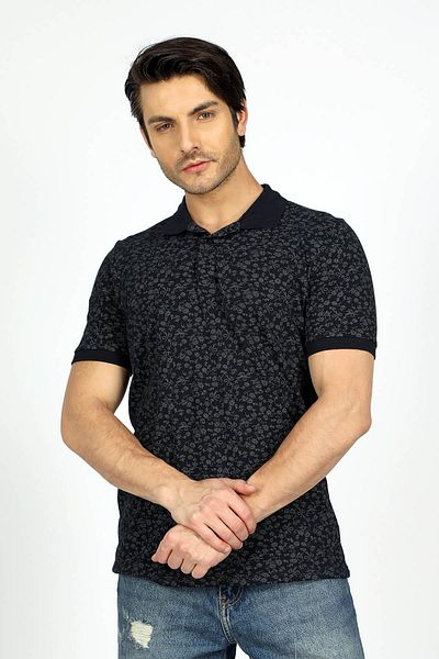Lee Cooper Мъжка тениска Newfresh с поло яка, 100% памук, тъмносиня