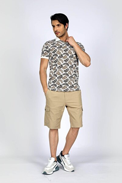 Lee Cooper Newjoseph Ανδρικό μπλουζάκι με γιακά πόλο 100% βαμβακερό εκρού