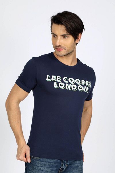 Lee Cooper Мъжка тениска Mike с О-образно деколте, тъмносиня, 100% памучен цвят