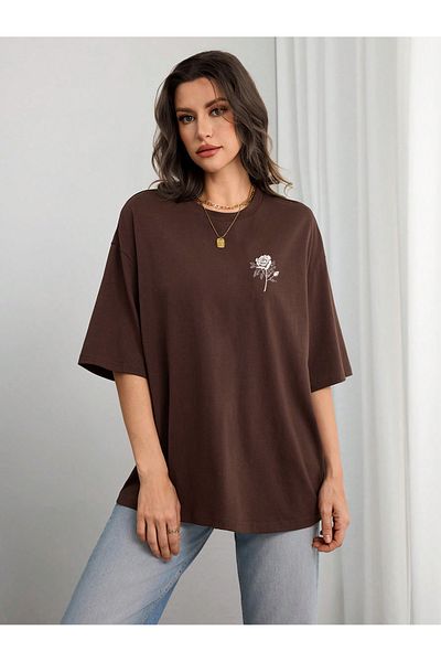 uyguntarz Μπλουζάκι με στάμπα Nature Blossom Unisex Oversize