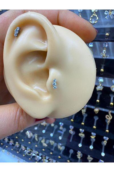 Arescollection 1 Piece G23 Titanium (Titanium) Helix Tragus Conch Compatible Piercing