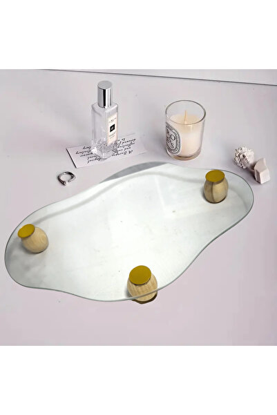 BYBKURUMSAL TvA Wooden Leg Glass Presentation Tray 25X32 Stylish Design