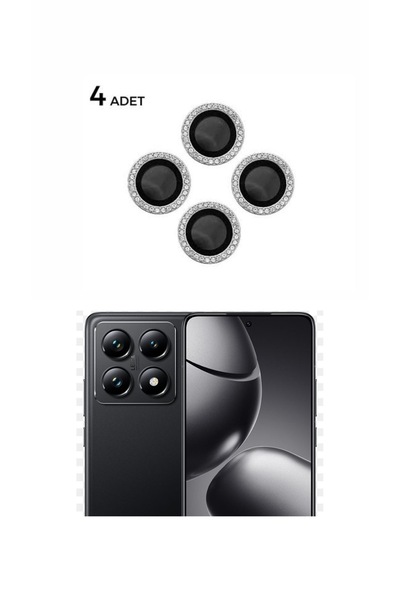 SOLİD CASE Redmi Note 14 Pro Compatible Stoned Camera Lens Protector Tempered...