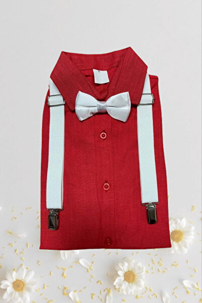 YCN TEKSTİL Момчешки комплект за 23 април: червена риза с дълъг ръкав и папий...