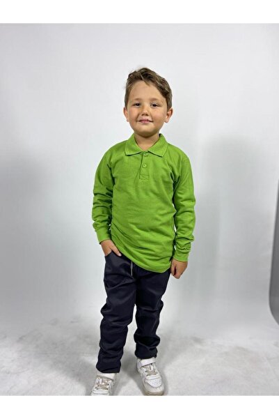 YCN TEKSTİL تيشيرت مدرسي بأكمام طويلة وياقة بولو