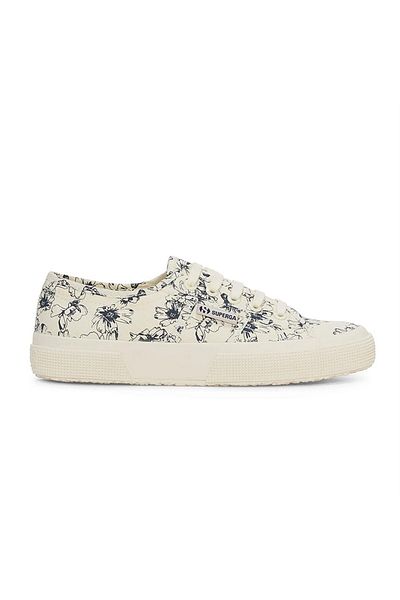 Superga حذاء كاجوال نسائي بيج - 2750 زهور مرصعة S6122nw-ae7-sp