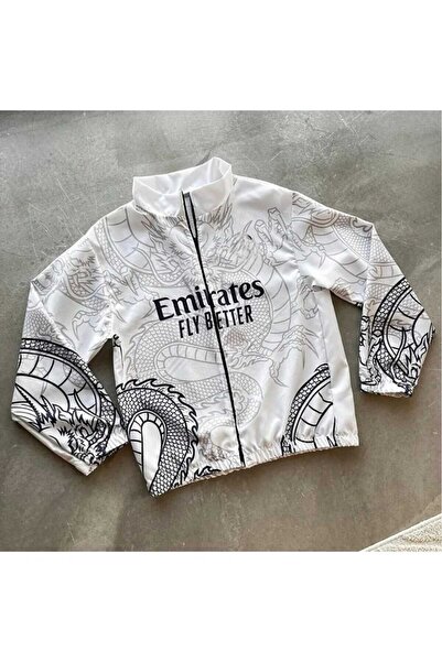 ModaTEKS Unisex padobranska tkanina, digitalno štampana bela vetrovka, kišna ...