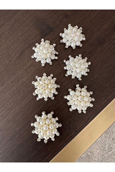 NURHAN HOME COLLECTION 6 Adet İncili Gümüş Broş